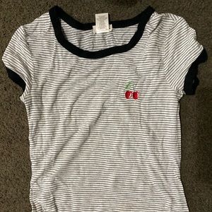 Striped T-Shirt w/ cherry patch